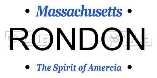 RONDON Massachusetts License Plate