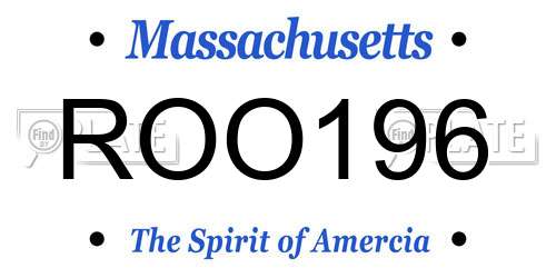 ROO196 Massachusetts License Plate