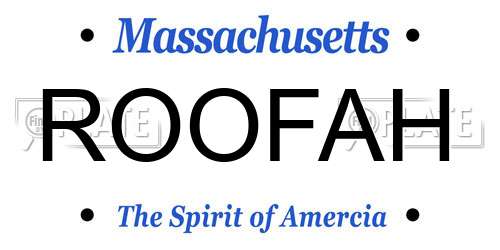 ROOFAH Massachusetts License Plate