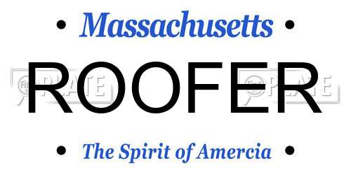 ROOFER Massachusetts License Plate