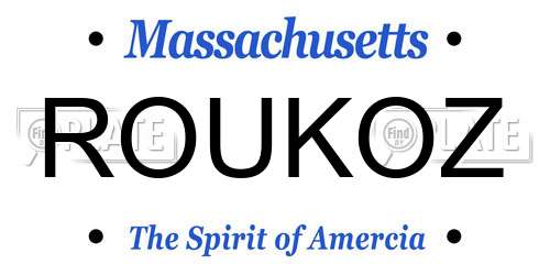 ROUKOZ Massachusetts License Plate