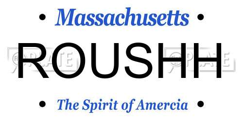 ROUSHH Massachusetts License Plate
