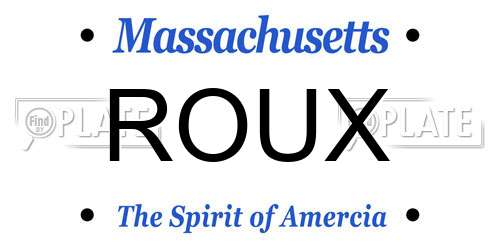 ROUX Massachusetts License Plate