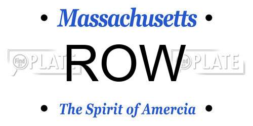 ROW Massachusetts License Plate