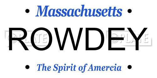 ROWDEY Massachusetts License Plate
