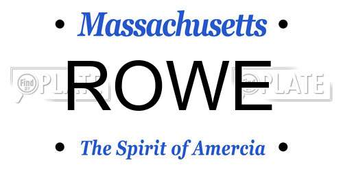 ROWE Massachusetts License Plate