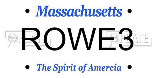 ROWE3 Massachusetts License Plate