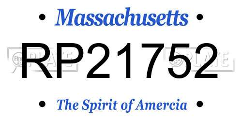 RP21752 Massachusetts License Plate