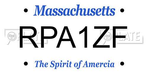 RPA1ZF Massachusetts License Plate