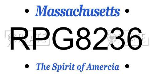RPG8236 Massachusetts License Plate