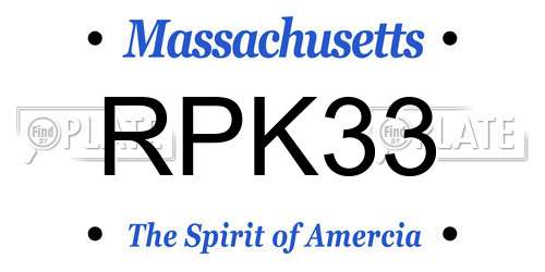 RPK33 Massachusetts License Plate