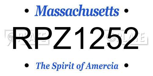 RPZ1252 Massachusetts License Plate