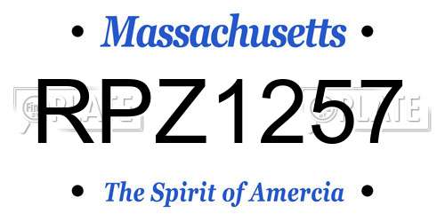 RPZ1257 Massachusetts License Plate