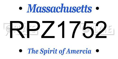 RPZ1752 Massachusetts License Plate