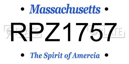 RPZ1757 Massachusetts License Plate
