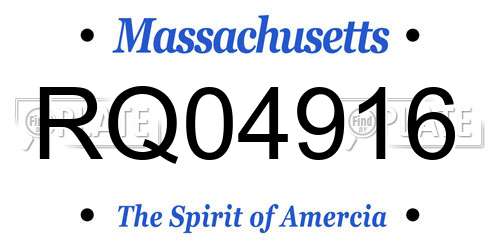 RQ04916 Massachusetts License Plate