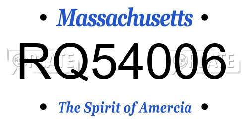 RQ54006 Massachusetts License Plate