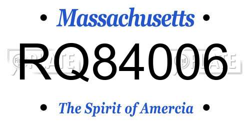 RQ84006 Massachusetts License Plate