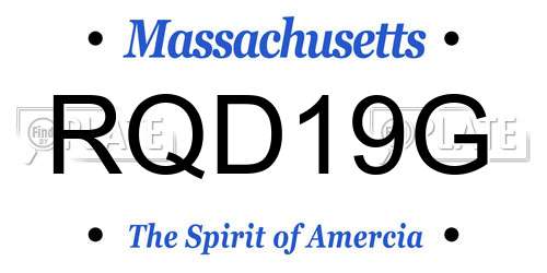RQD19G Massachusetts License Plate
