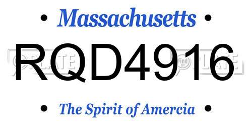 RQD4916 Massachusetts License Plate