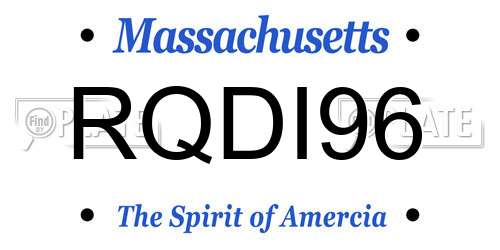 RQDI96 Massachusetts License Plate