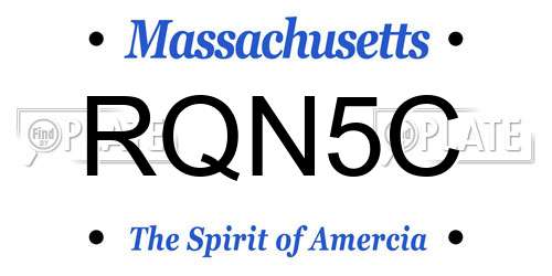 RQN5C Massachusetts License Plate