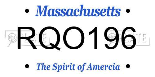 RQO196 Massachusetts License Plate