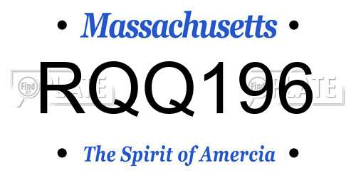 RQQ196 Massachusetts License Plate