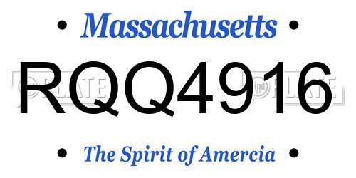 RQQ4916 Massachusetts License Plate
