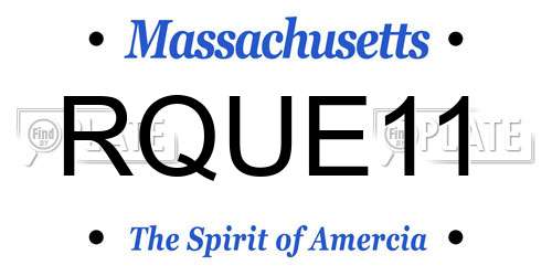 RQUE11 Massachusetts License Plate