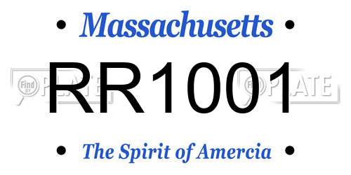 RR1001 Massachusetts License Plate