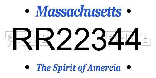 RR22344 Massachusetts License Plate