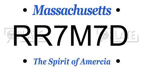 RR7M7D Massachusetts License Plate