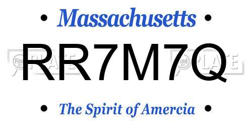 RR7M7Q Massachusetts License Plate
