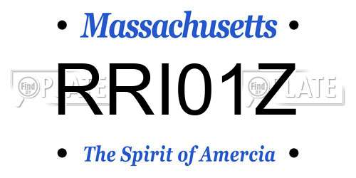 RRI01Z Massachusetts License Plate