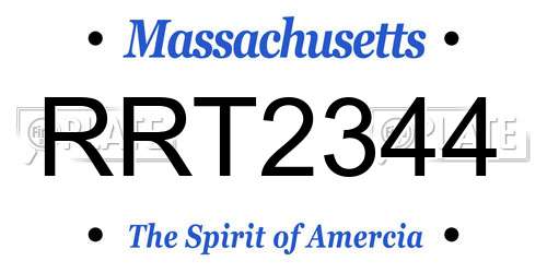 RRT2344 Massachusetts License Plate