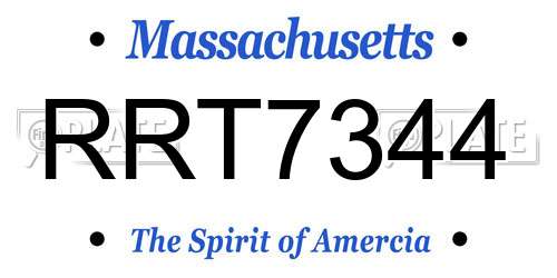 RRT7344 Massachusetts License Plate