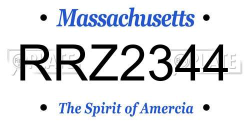 RRZ2344 Massachusetts License Plate