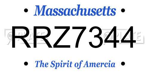 RRZ7344 Massachusetts License Plate