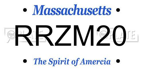 RRZM20 Massachusetts License Plate