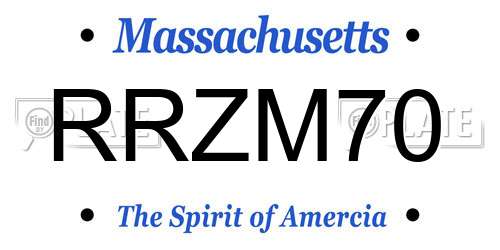 RRZM70 Massachusetts License Plate