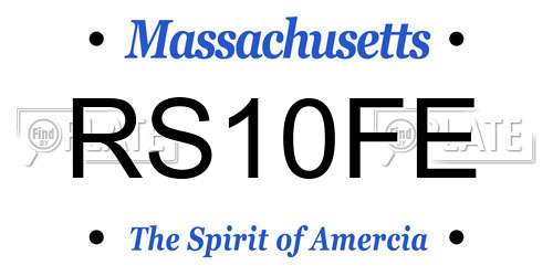 RS10FE Massachusetts License Plate