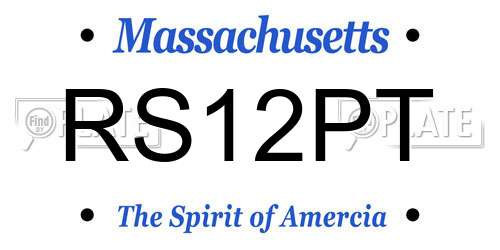 RS12PT Massachusetts License Plate