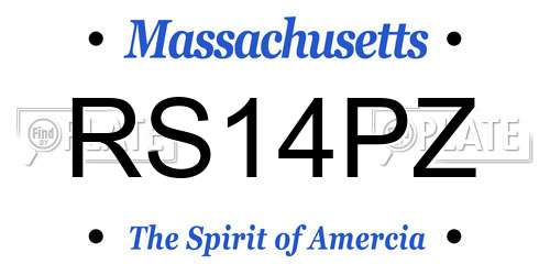 RS14PZ Massachusetts License Plate