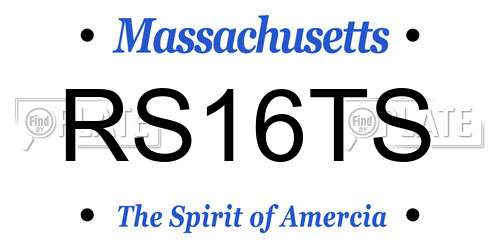 RS16TS Massachusetts License Plate