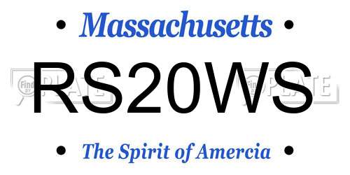 RS20WS Massachusetts License Plate