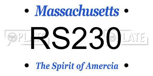RS230 Massachusetts License Plate