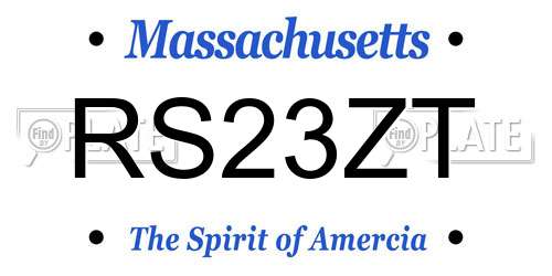 RS23ZT Massachusetts License Plate