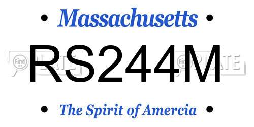 RS244M Massachusetts License Plate