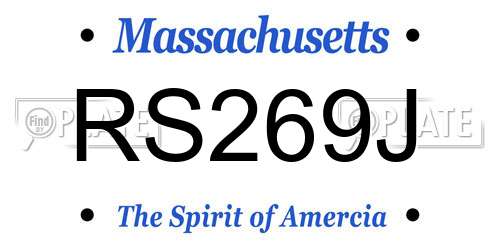 RS269J Massachusetts License Plate